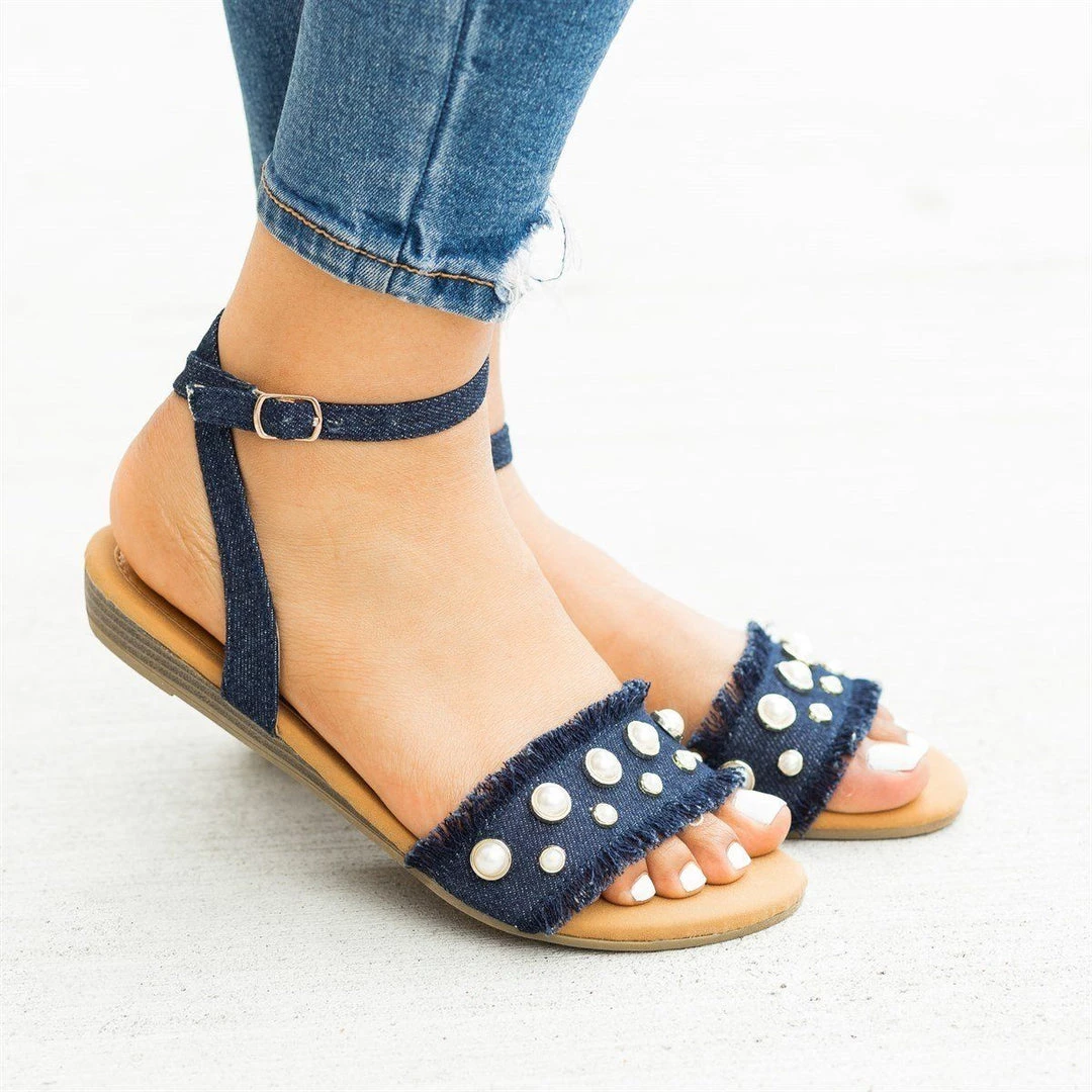 Refresh Frayed Edge Pearl Sandals Newest Arrivals 1 Refresh Frayed Edge Pearl Sandals Newest Arrivals