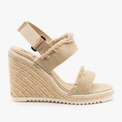 Beast Shoes Newest Arrivals Frayed Trim Espadrille Wedges