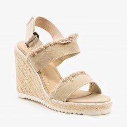 Beast Shoes Newest Arrivals Frayed Trim Espadrille Wedges