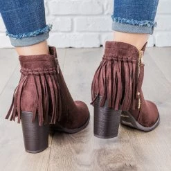 Via Pinky Fringe Chunky Heel Booties Newest Arrivals