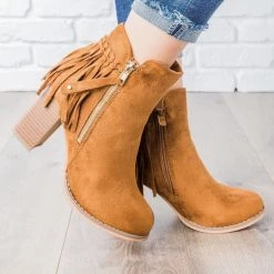 Via Pinky Fringe Chunky Heel Booties Newest Arrivals