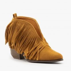 Beast Shoes Newest Arrivals Fringe V-Cut Booties FINAL SALE
