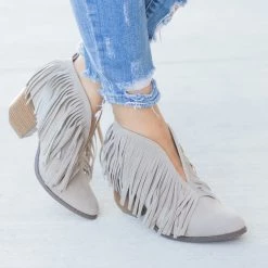 Beast Shoes Newest Arrivals Fringe V-Cut Booties FINAL SALE
