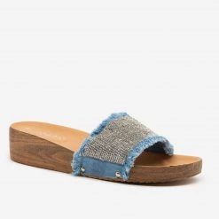 Anna Shoes Fringed Rhinestone Sandal Wedges