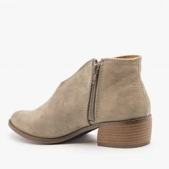 Qupid Shoes Newest Arrivals Front V-Cut Stitched Ankle Booties