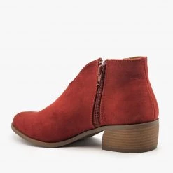 Qupid Shoes Newest Arrivals Front V-Cut Stitched Ankle Booties