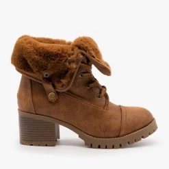 Bamboo Shoes Newest Arrivals Fur Cuff Combat Boots