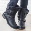 Soda Shoes Fur Lined Buckle Boots