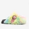 H2K Shoes Furry Buckled Slippers