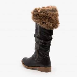 Mata Newest Arrivals Furry Cuff Animal Print Boots