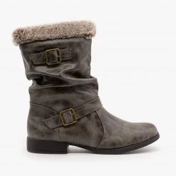 Unilady Furry Cuff Buckle Boots FINAL SALE