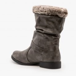 Unilady Furry Cuff Buckle Boots FINAL SALE