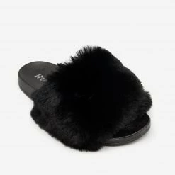 H2K Shoes Furry Open Toe Slides
