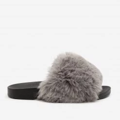 H2K Shoes Furry Open Toe Slides