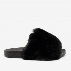 H2K Shoes Furry Open Toe Slides