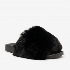 H2K Shoes Furry Open Toe Slides