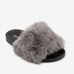 H2K Shoes Furry Open Toe Slides