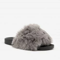 H2K Shoes Furry Open Toe Slides