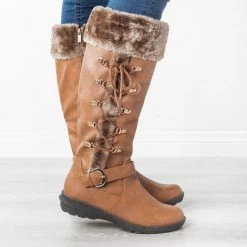 Forever Newest Arrivals Furry Side-Laced Boots