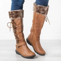 Forever Newest Arrivals Furry Side-Laced Boots