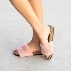 Top Moda Fuzzy Cork Slides Newest Arrivals