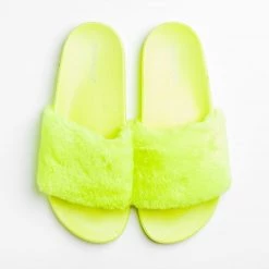 Bamboo Shoes Fuzzy Neon Slides