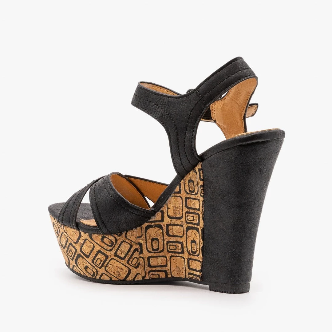 De Blossom Shoes Geometric Cork Wedge Heel Sandals Newest Arrivals 3 De Blossom Shoes Geometric Cork Wedge Heel Sandals Newest Arrivals