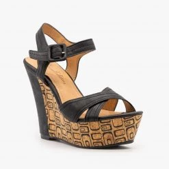 De Blossom Shoes Geometric Cork Wedge Heel Sandals Newest Arrivals
