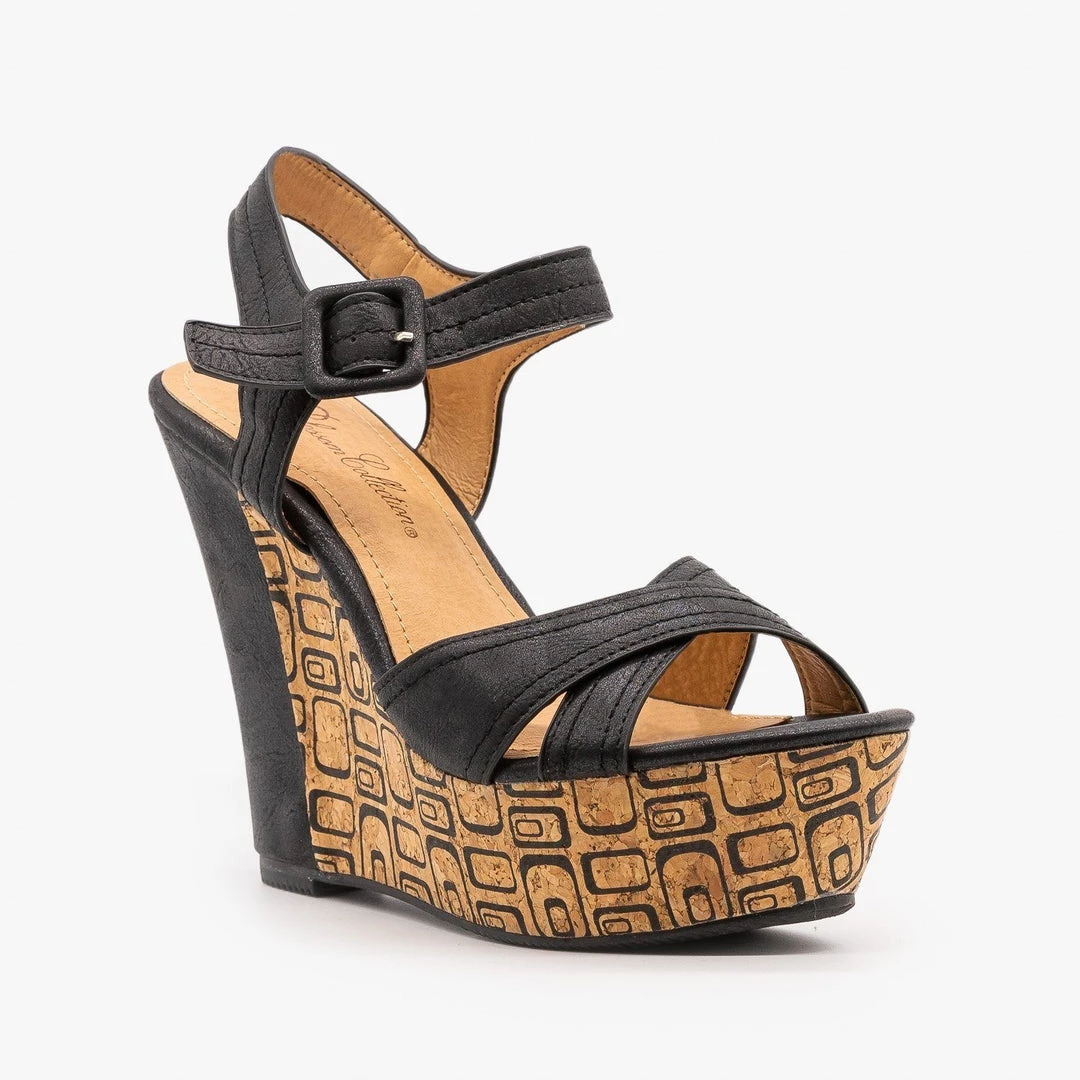De Blossom Shoes Geometric Cork Wedge Heel Sandals Newest Arrivals 2 De Blossom Shoes Geometric Cork Wedge Heel Sandals Newest Arrivals