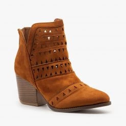 Nature Breeze Newest Arrivals Geometric Laser Cut Ankle Booties