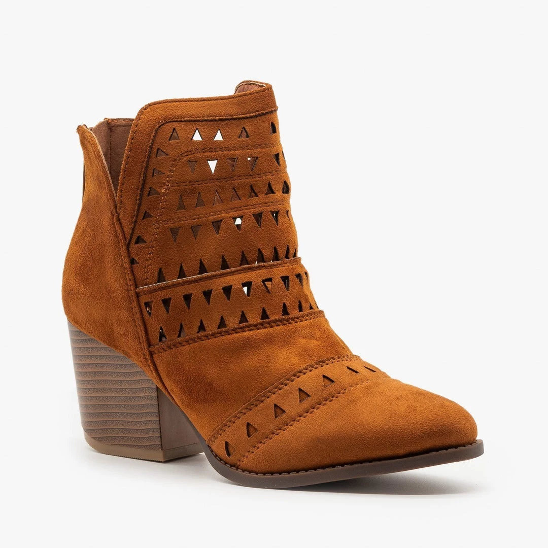 Nature Breeze Newest Arrivals Geometric Laser Cut Ankle Booties 1 Nature Breeze Newest Arrivals Geometric Laser Cut Ankle Booties