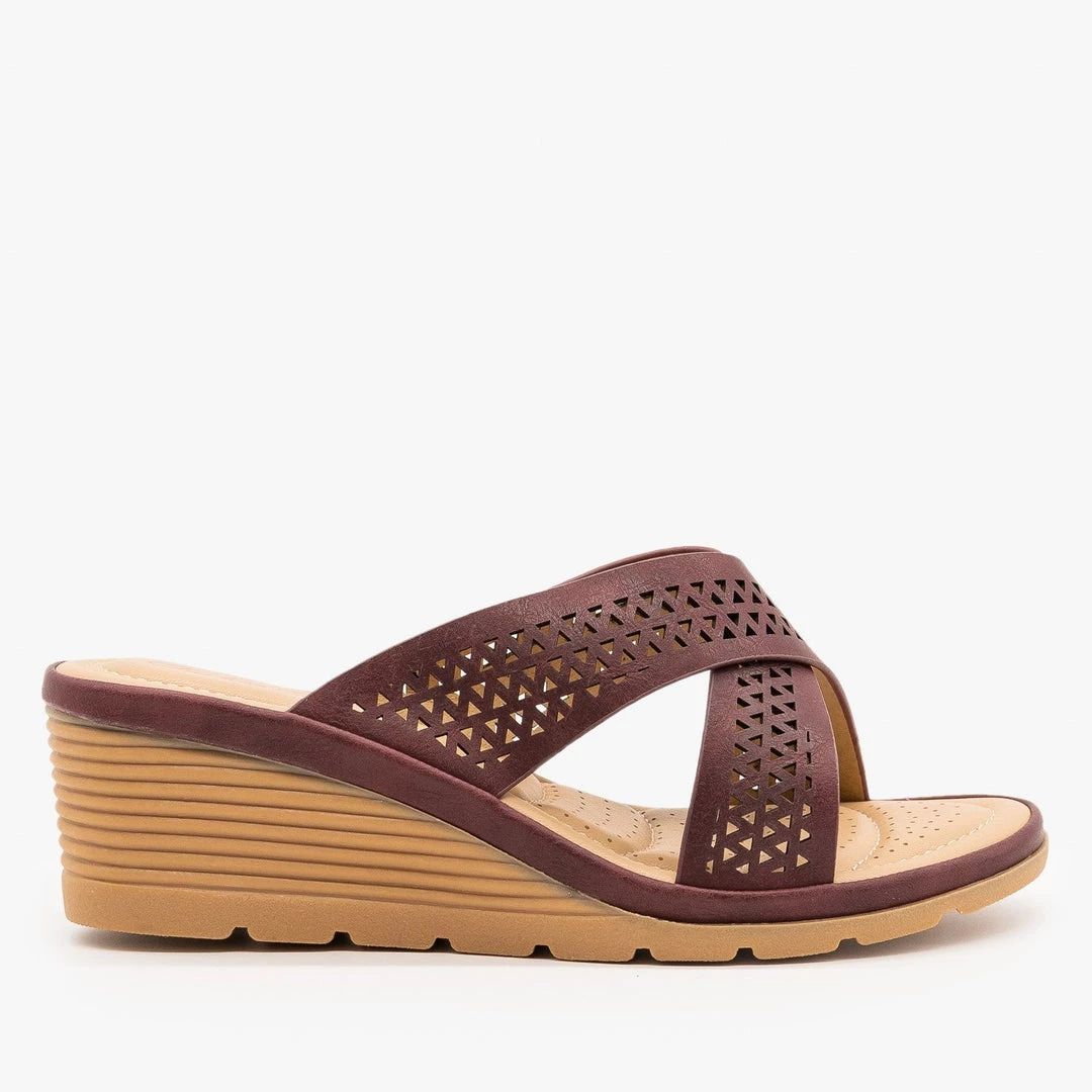 Fashion Focus Geometric Laser Cut Comfort Wedges 6 Fashion Focus Geometric Laser Cut Comfort Wedges