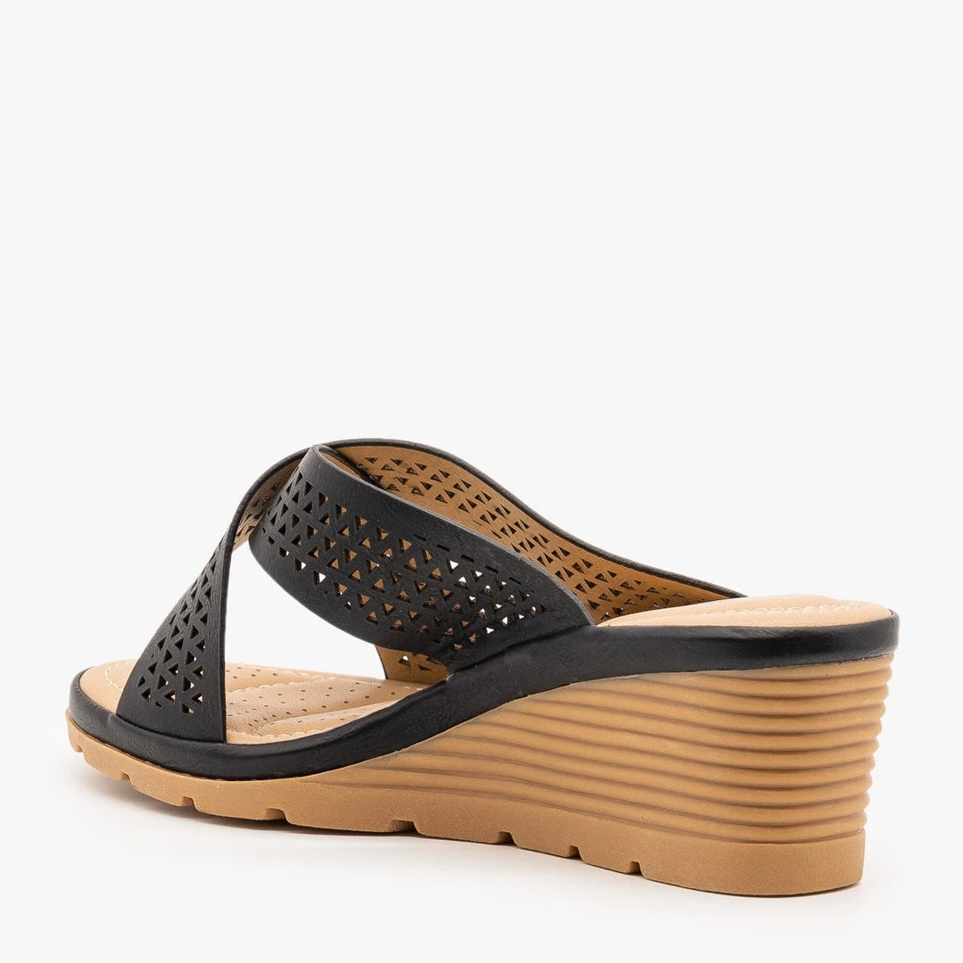 Fashion Focus Geometric Laser Cut Comfort Wedges 9 Fashion Focus Geometric Laser Cut Comfort Wedges