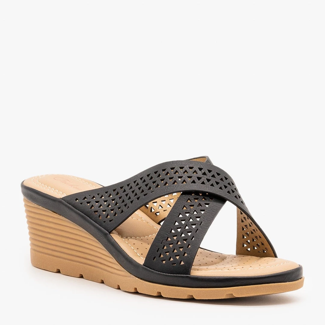 Fashion Focus Geometric Laser Cut Comfort Wedges 5 Fashion Focus Geometric Laser Cut Comfort Wedges