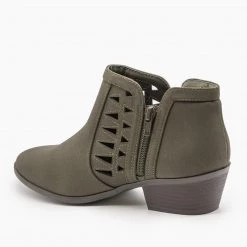 Soda Shoes Geometric Side Laser Cut Ankle Booties FINAL SALE Newest Arrivals