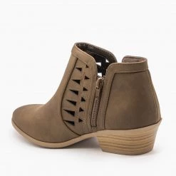 Soda Shoes Geometric Side Laser Cut Ankle Booties FINAL SALE Newest Arrivals