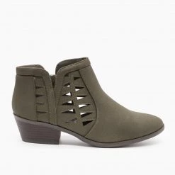 Soda Shoes Geometric Side Laser Cut Ankle Booties FINAL SALE Newest Arrivals