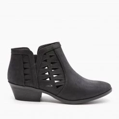 Soda Shoes Geometric Side Laser Cut Ankle Booties FINAL SALE Newest Arrivals
