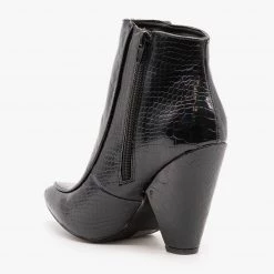 Mata Glam Black Python Print Booties Newest Arrivals