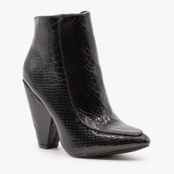 Mata Glam Black Python Print Booties Newest Arrivals