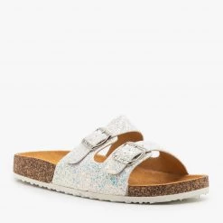 Anna Shoes Newest Arrivals Glitter Double Buckle Cork Sandals