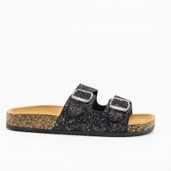 Anna Shoes Newest Arrivals Glitter Double Buckle Cork Sandals