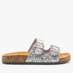 Anna Shoes Newest Arrivals Glitter Double Buckle Cork Sandals