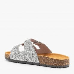 Anna Shoes Newest Arrivals Glitter Double Buckle Cork Sandals