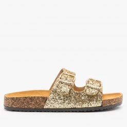 Anna Shoes Newest Arrivals Glitter Double Buckle Cork Sandals