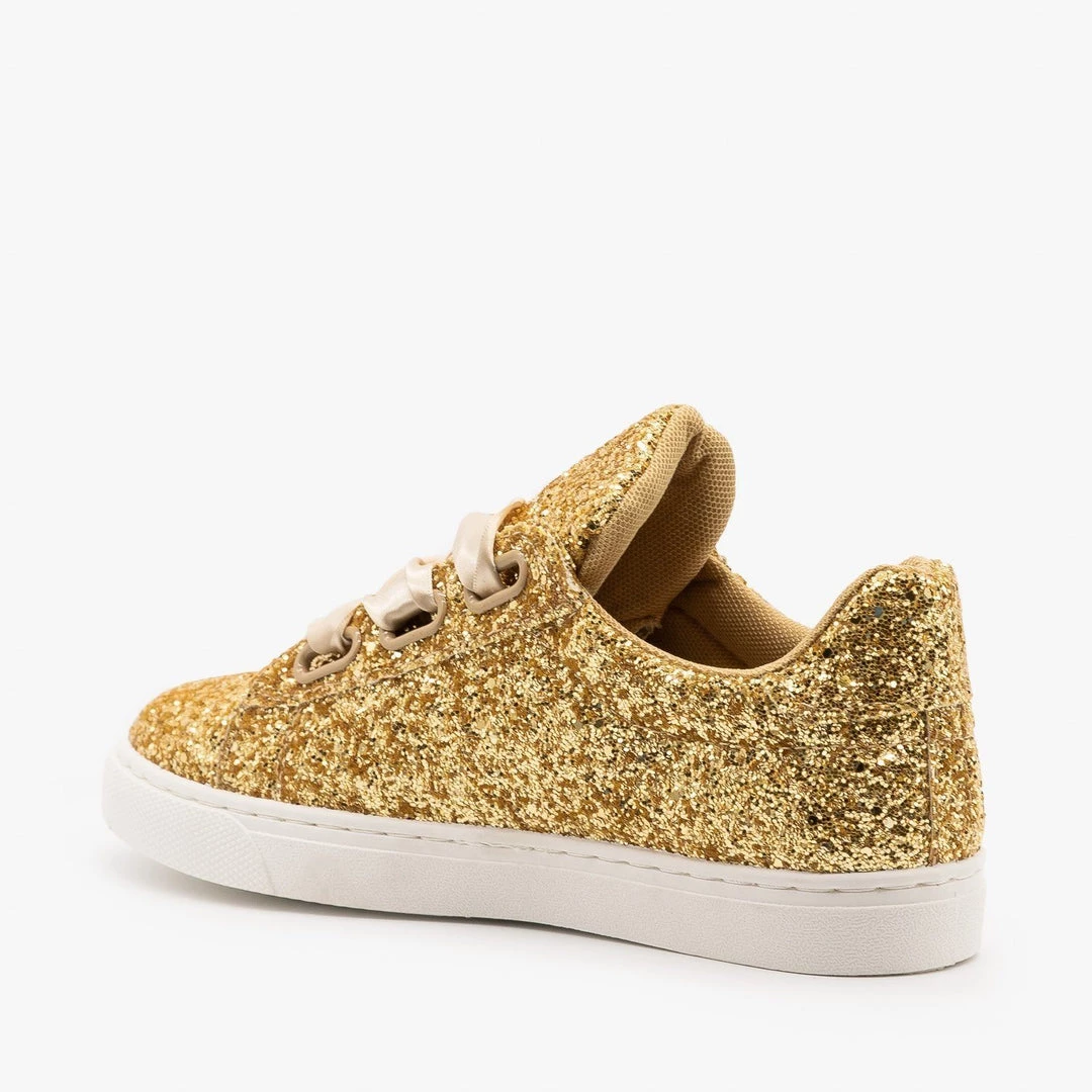 Forever Newest Arrivals Glitter Ribbon-Laced Fashion Sneakers 6 Forever Newest Arrivals Glitter Ribbon-Laced Fashion Sneakers