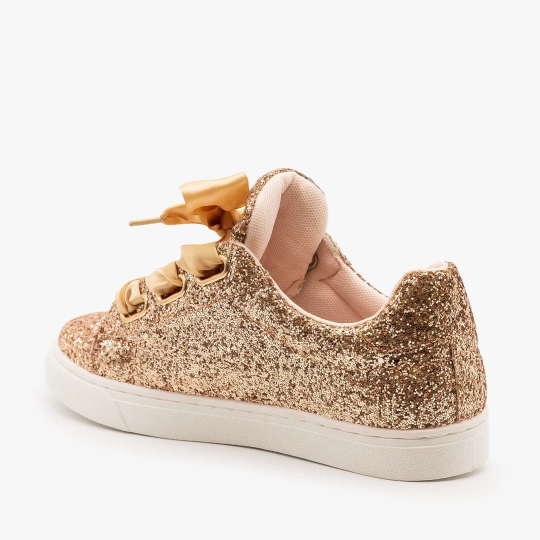 Forever Newest Arrivals Glitter Ribbon-Laced Fashion Sneakers 2 Forever Newest Arrivals Glitter Ribbon-Laced Fashion Sneakers