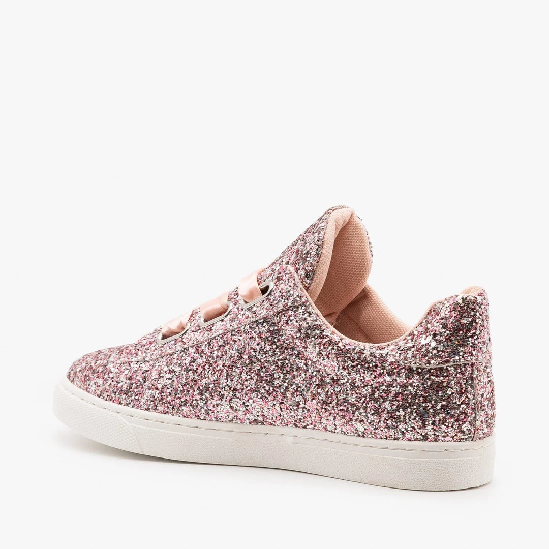 Forever Newest Arrivals Glitter Ribbon-Laced Fashion Sneakers 8 Forever Newest Arrivals Glitter Ribbon-Laced Fashion Sneakers