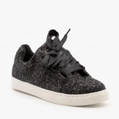 Forever Newest Arrivals Glitter Ribbon-Laced Fashion Sneakers 12 Forever Newest Arrivals Glitter Ribbon-Laced Fashion Sneakers