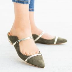 Catherine Gold Accented Designer Mule Flats